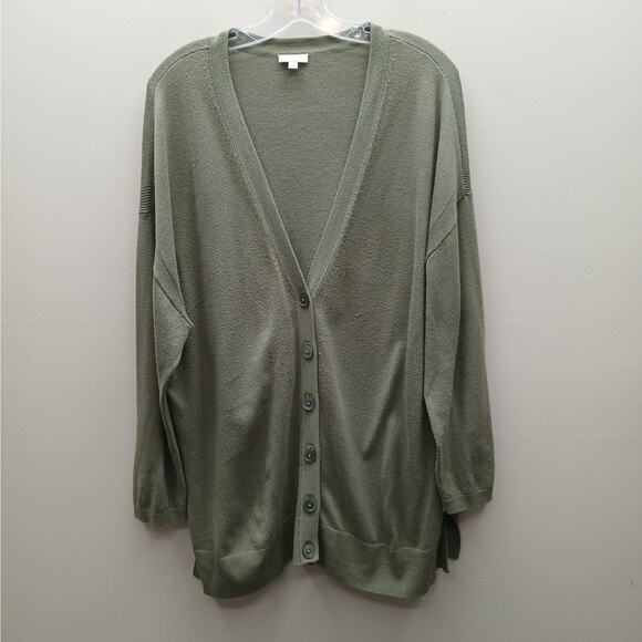 Talbots Long Sleeve Button Front Cardigan Sweater Winter Green Size 2X - Picture 1 of 7